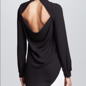 BCBGMaxAzria Frances Jewel-Neck Black Blouse